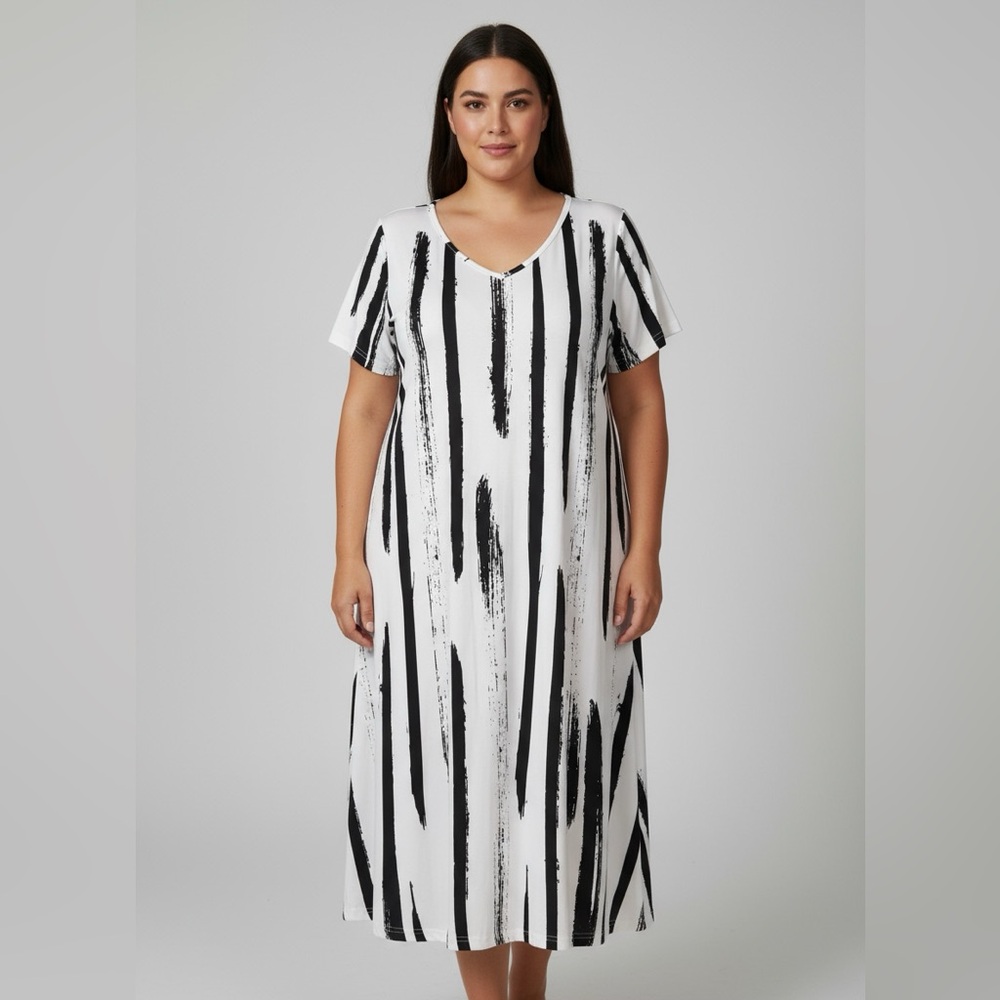 SHEIN Monochrome Brushstroke Maxi Dress
